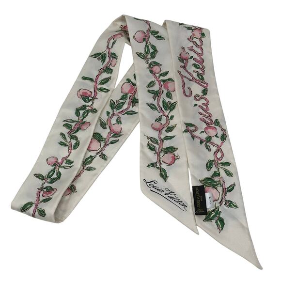 Louis Vuitton LV Silk Fruits Bandeau Scarf Twilly Beige Pink - Picture 2 of 6